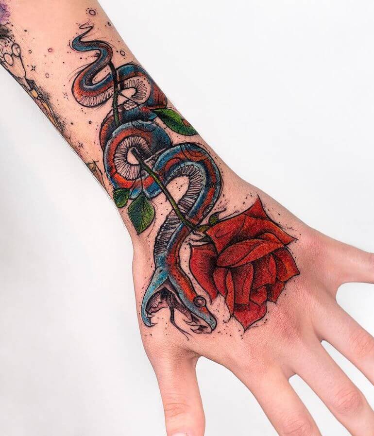 20 Snake And Rose Tattoo Designs & Ideas For Tattoo Lovers
