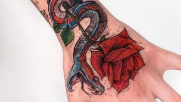 snake tattoo rose