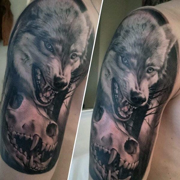 14 Wolf Skull Tattoo Ideas For Men & Women - PetPress