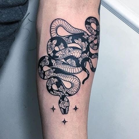 15+ Black and White Snake Tattoo Designs - PetPress