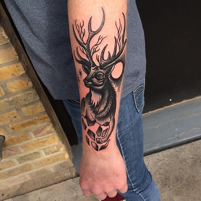 15+ Beautiful Black Deer Tattoo Designs PetPress