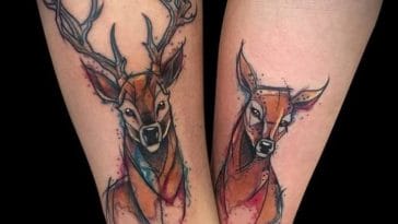 deer couple tattoo