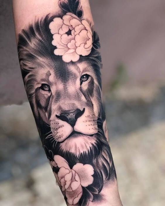 15+ Best Lion and Flowers Tattoo Designs PetPress