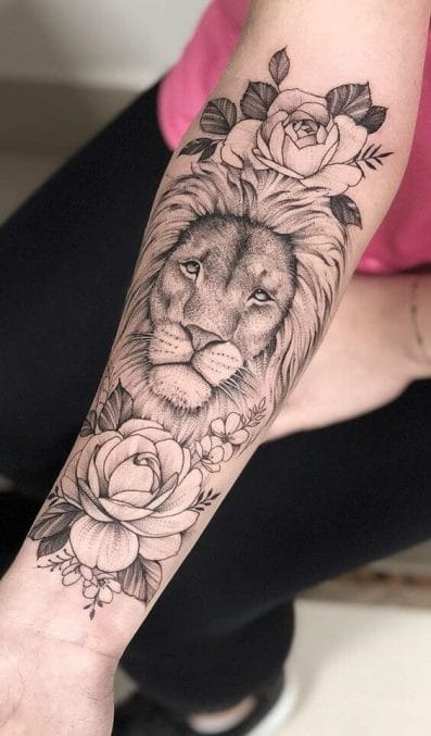 15+ Best Lion and Flowers Tattoo Designs - PetPress