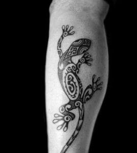 10 Tribal Gecko Tattoo Designs PetPress   Tribal Gecko Tattoo Leg 269x300 