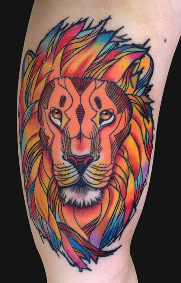 12+ Best Colorful Lion Tattoo Designs - PetPress
