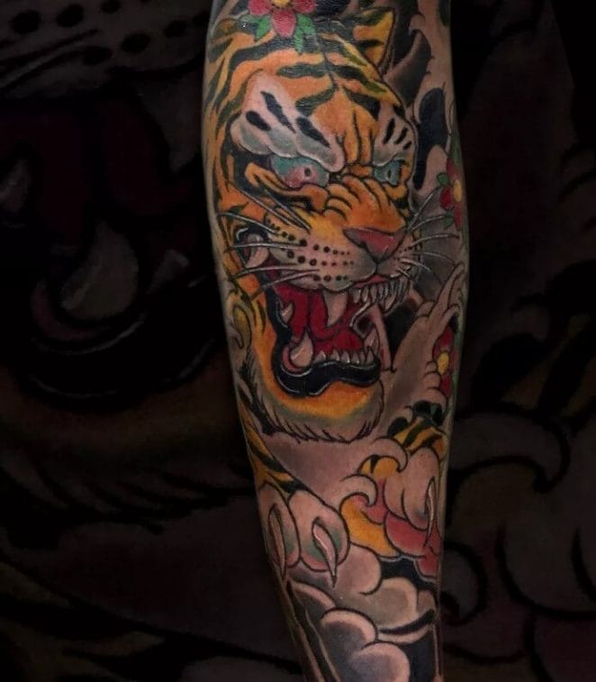 traditional japanese tiger tattoo sleeve
