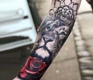 12+ Best Lion and Rose Tattoo Designs - PetPress