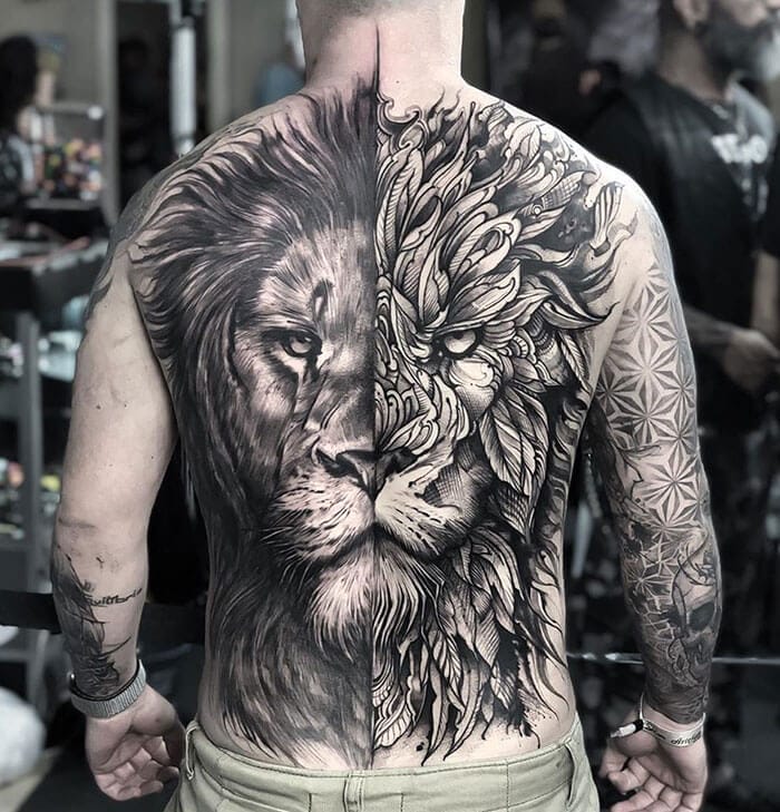 15+ Realistic Lion Back Tattoo Designs and Ideas - PetPress
