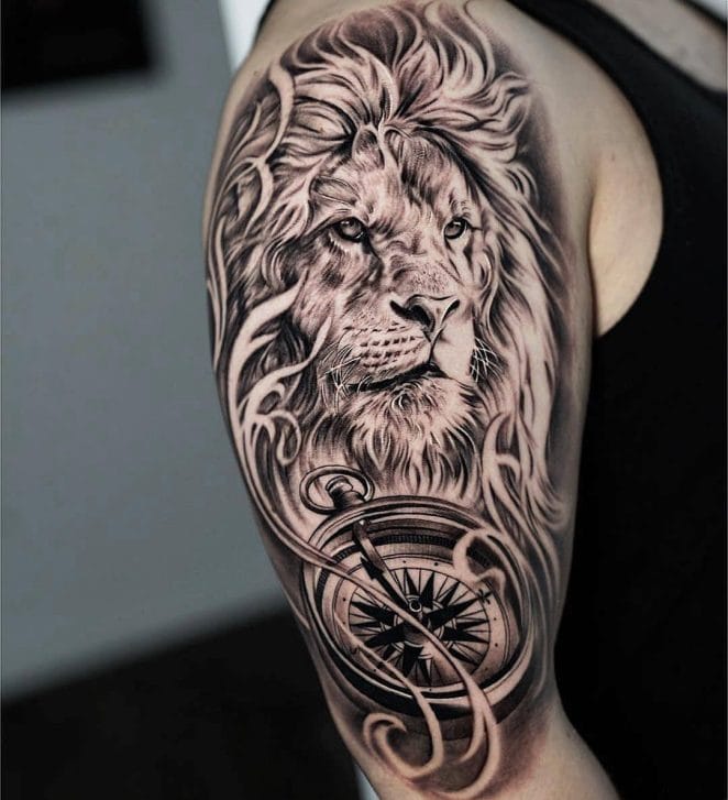 12+ Best Lion & Compass Tattoo Designs - PetPress