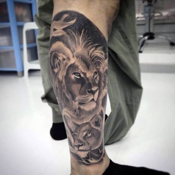 lion thigh tattoos
