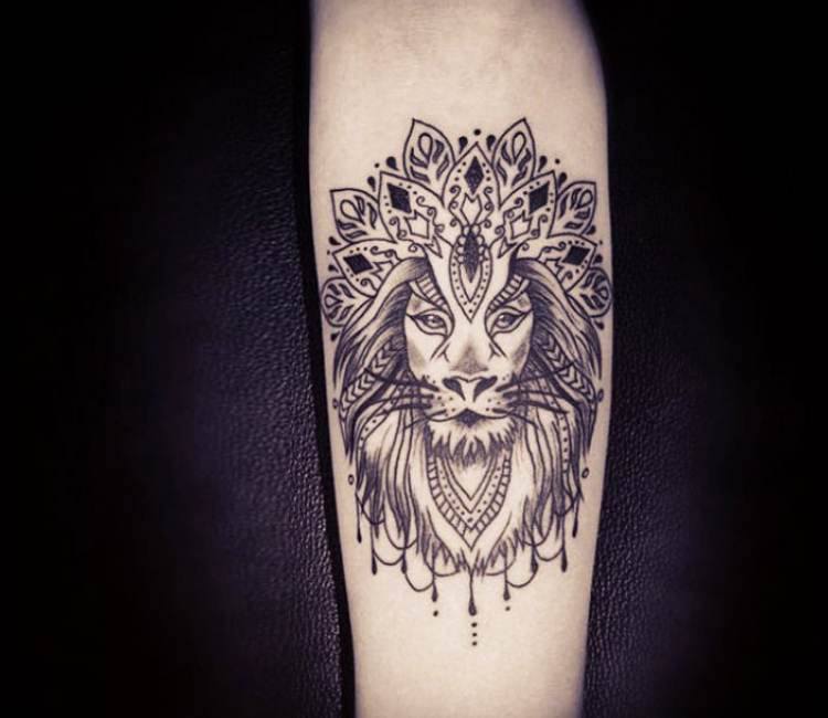 lion mandala in Blackwork Tattoos  Search in 13M Tattoos Now  Tattoodo