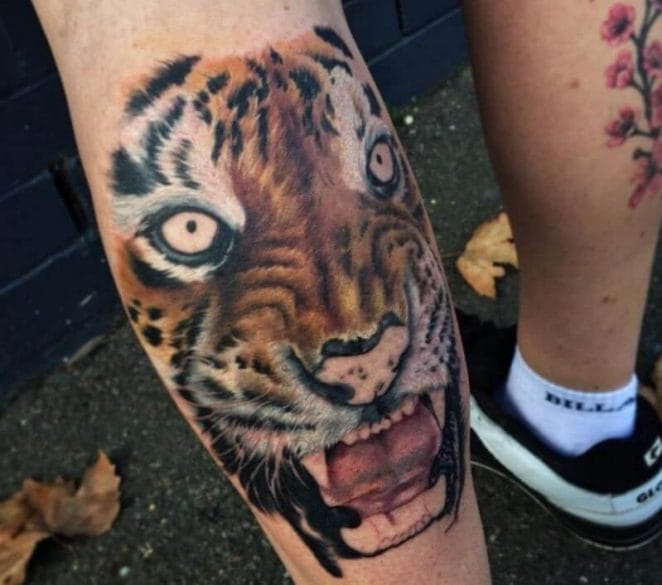 14+ Best Leg Tattoo Designs – Tiger Tattoo Ideas - PetPress