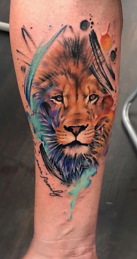 15+ Watercolor Lion Tattoo Designs - PetPress