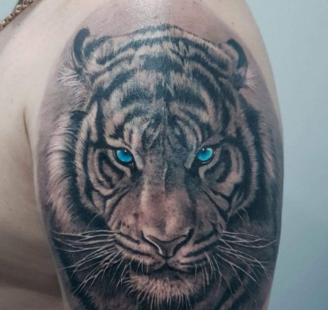 12+ Realistic Blue Eyes Tattoos - Tiger Tattoo Designs - PetPress