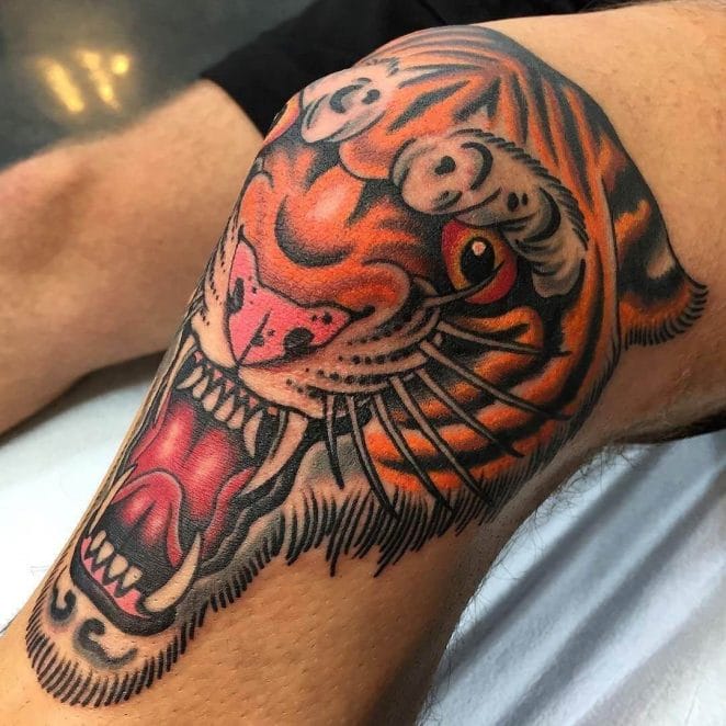 Top 10+ Knee Tattoo Ideas - Tiger Tattoo Designs - PetPress