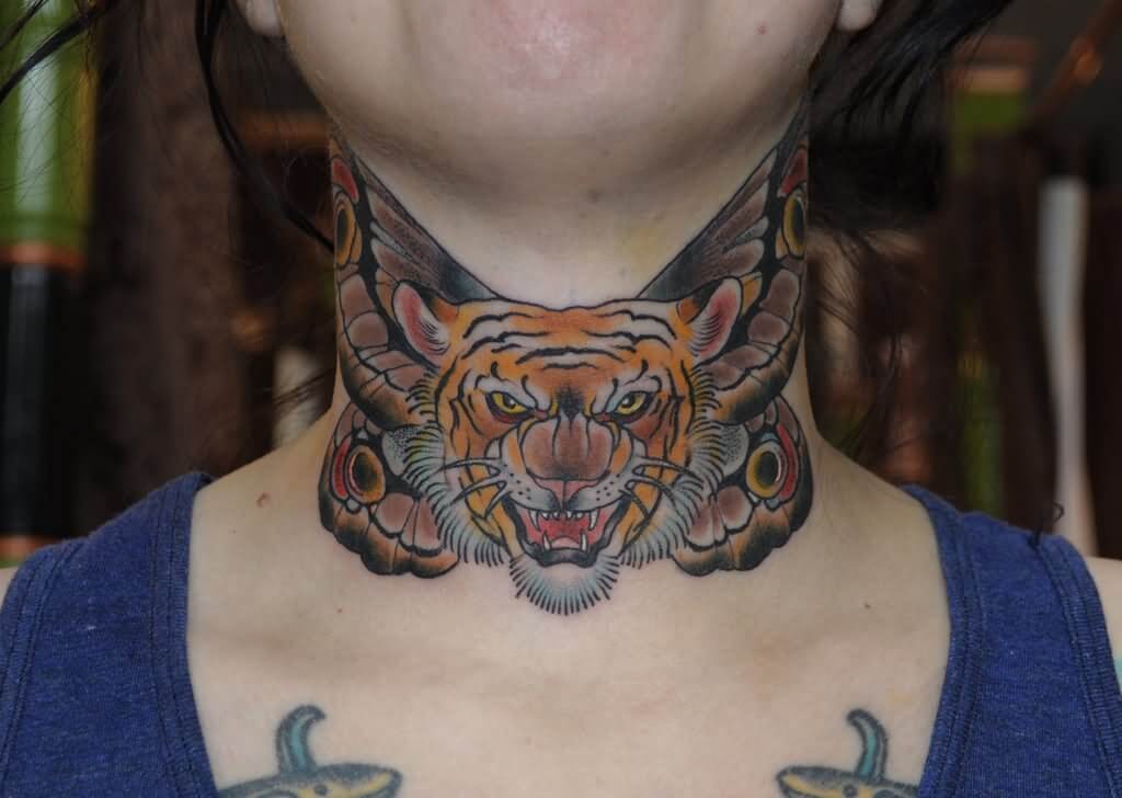 3. Tribal Tiger Neck Tattoo for Women - wide 4