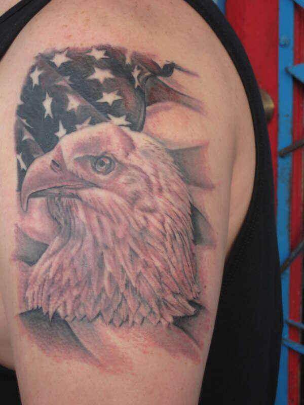 14+ Best Bald Eagle With American Flag Tattoo Designs - PetPress