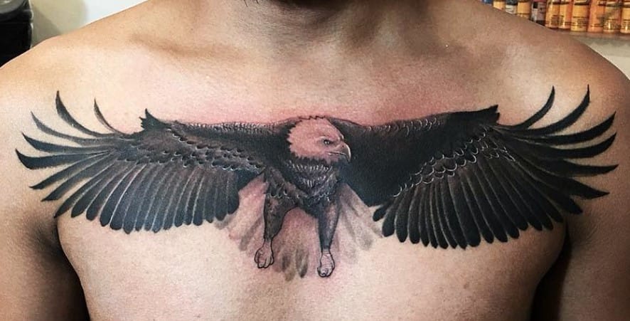 realistic eagle chest tattoo