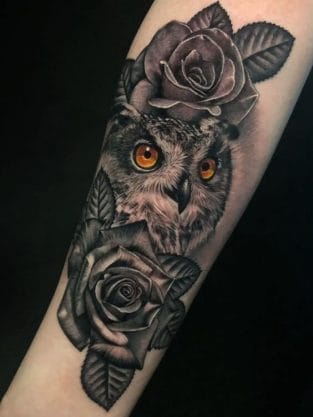 12+ Best Owl and Rose Tattoo Designs - PetPress