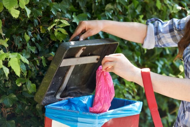 Dispose of waste in the trash can instead of leaving it on the ground