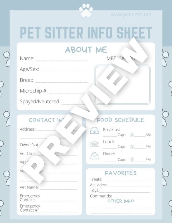 1. Pawsome Pet Sitter Info Sheet