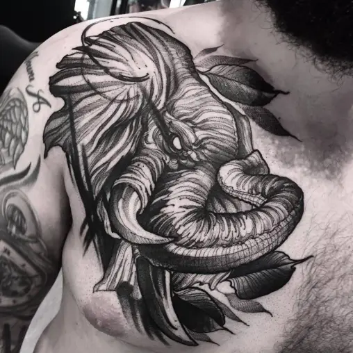 chest-elephant-tattoo