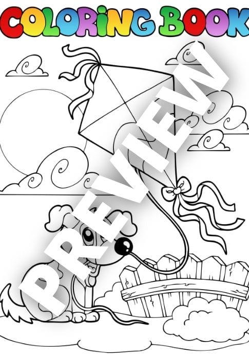 Dog Kite Coloring Page