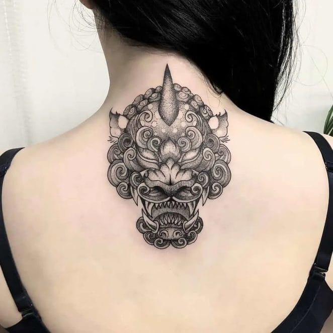 back foo dog tattoo