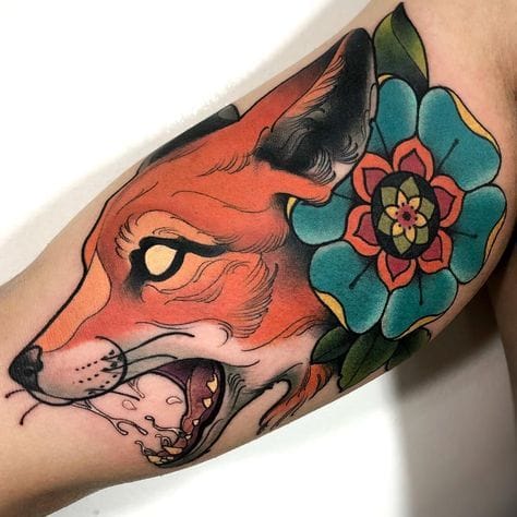 fox spirit animal tattoo design