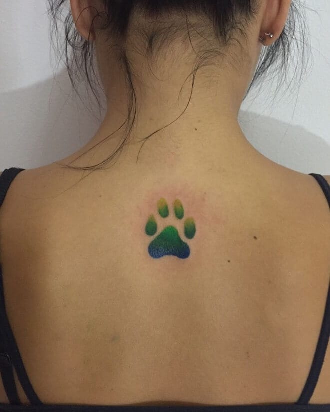 green-dog-paw-print-tattoo