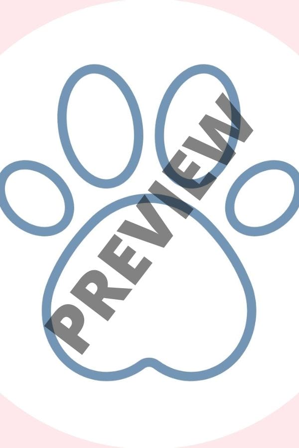 Blue and Pink Dog Paw Coloring Printable Sticker preview