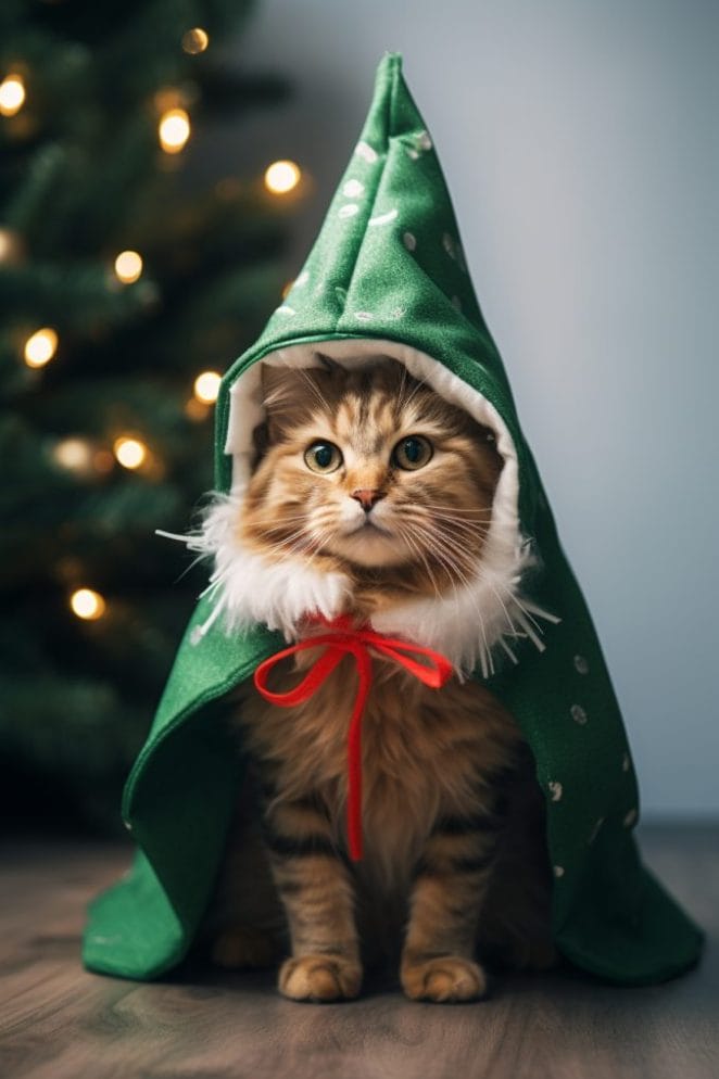 cat_wearing_Christmas_tree