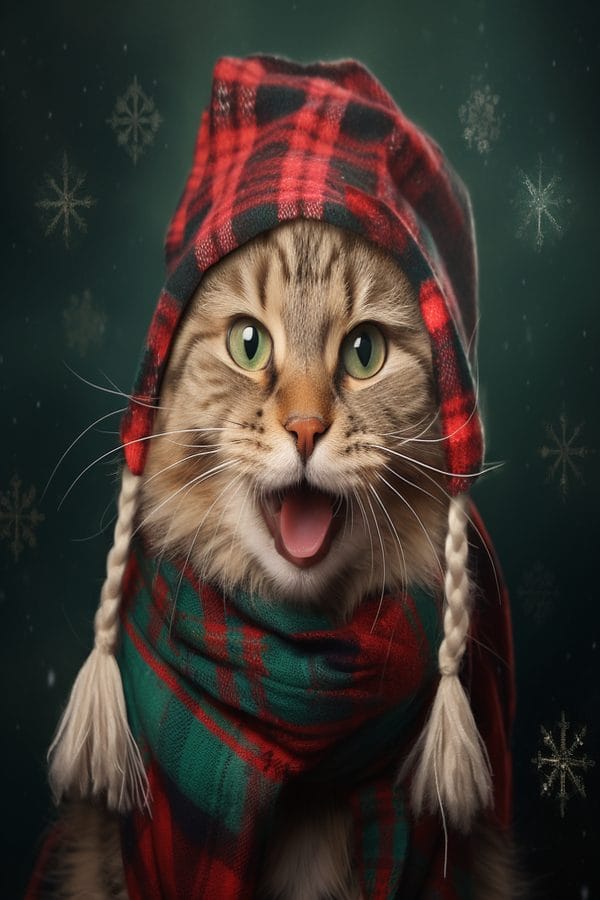 cat_wearing_Festive_plaid_hat