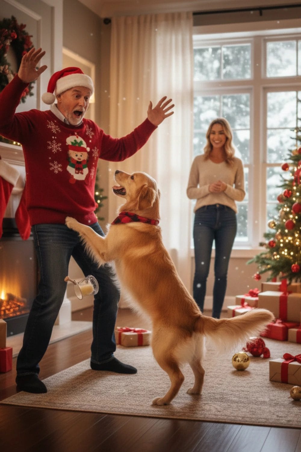 training your dog not to jump on Christmas guests